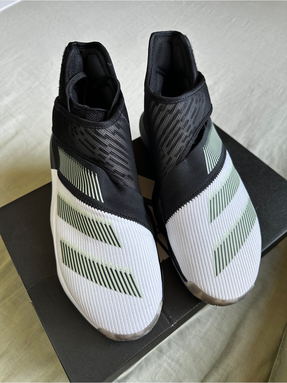 adidas Harden B/E 3J White, Black & Pale Green Sneakers